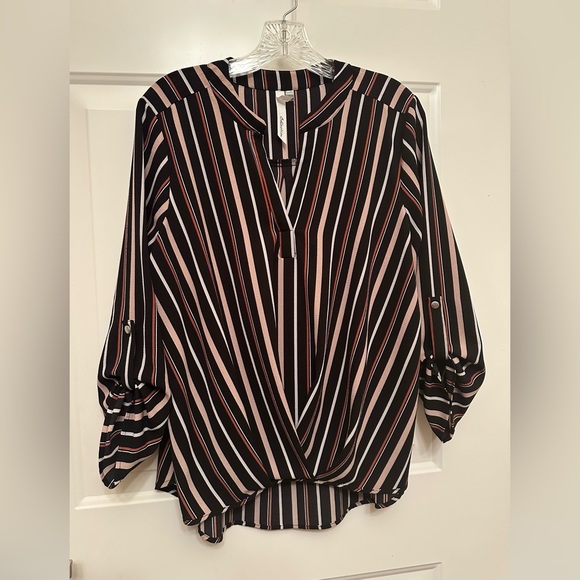NY Collection Tops - ✨ Black/Striped Hi-Low Blouse |Size XL ✨